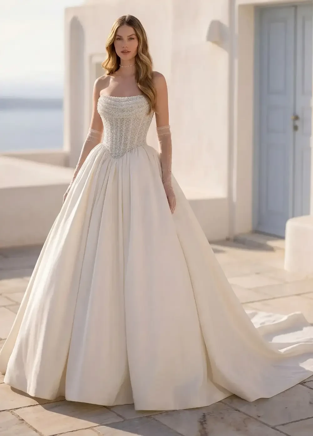 Model wearing a bridal dress