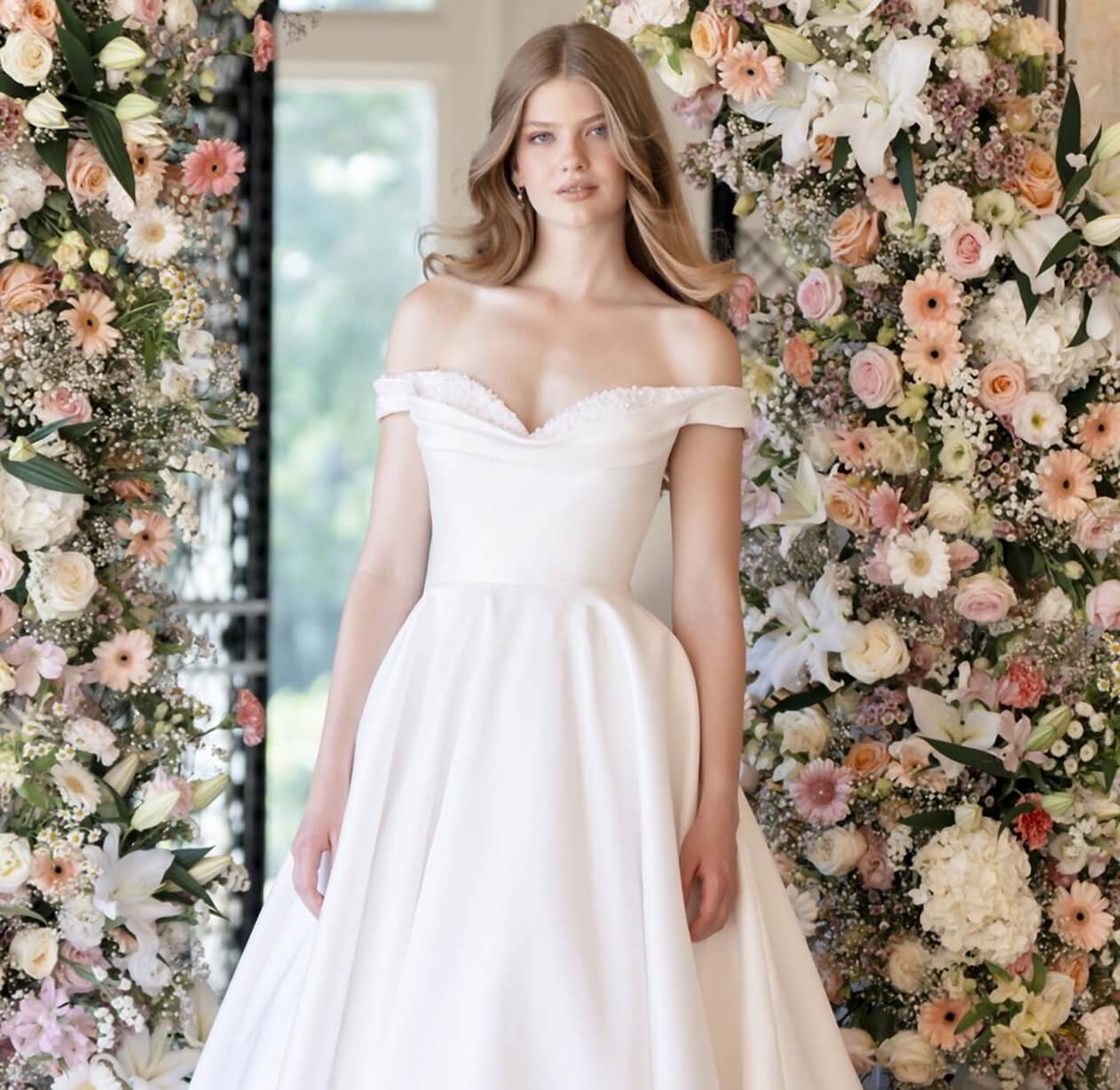 Model wearing a bridal dress